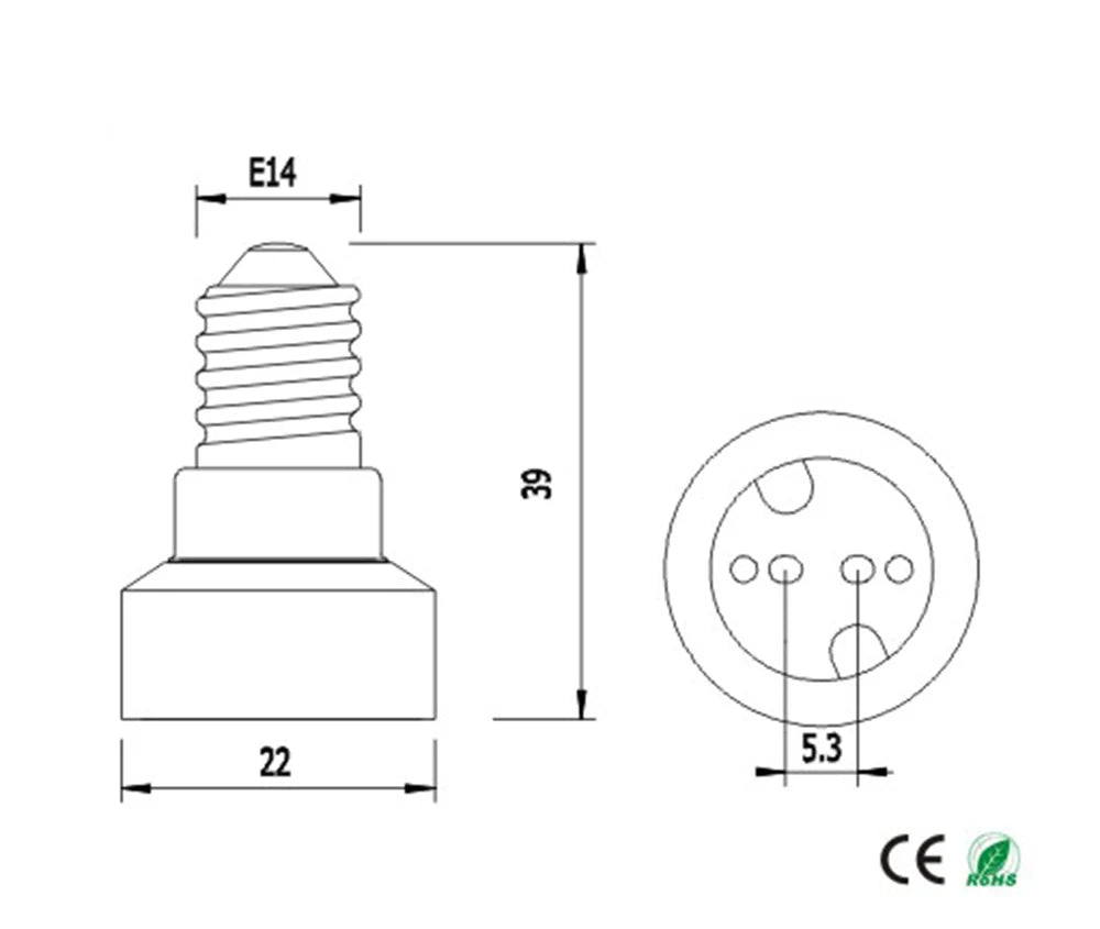 2pcs EU Candle Lamp Base E14 To MR16 GU5.3 G4 Halogen LED CFL Light Socket Adapter Lampholder Converter, CE Rohs