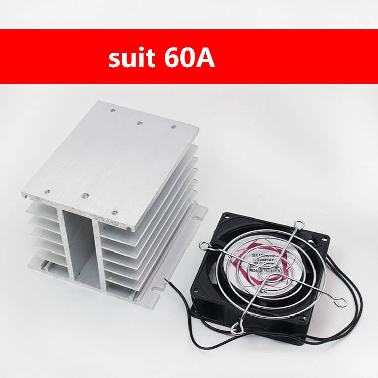 H-110 10- 60A three phase solid state relay SSR aluminum heat sink radiator with 220VAC fan and protective cover