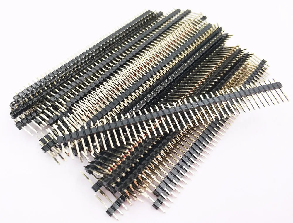 10pcs 2.54mm 1X40P L7.5/11.4-40mm Long Single Row Straight Stackable Wire Jumper Brass Goldplated PCB Connector Male Pin Header