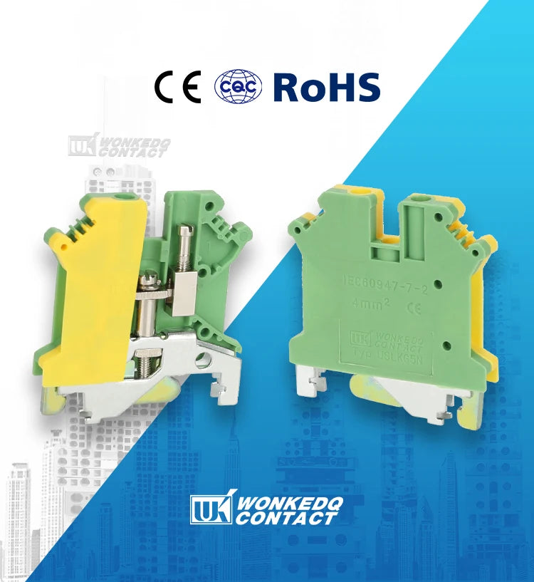 10Pcs USLKG5N USLKG5 Universal Screw Ground Protective Earth Modular Wire Electrical Connector Din Rail Terminal Block USLKG 5mm