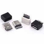 20PCS DIY Micro USB 5P 5Pin Female Plug Connectors Kit  Black and White With a Shell Welding Line Type