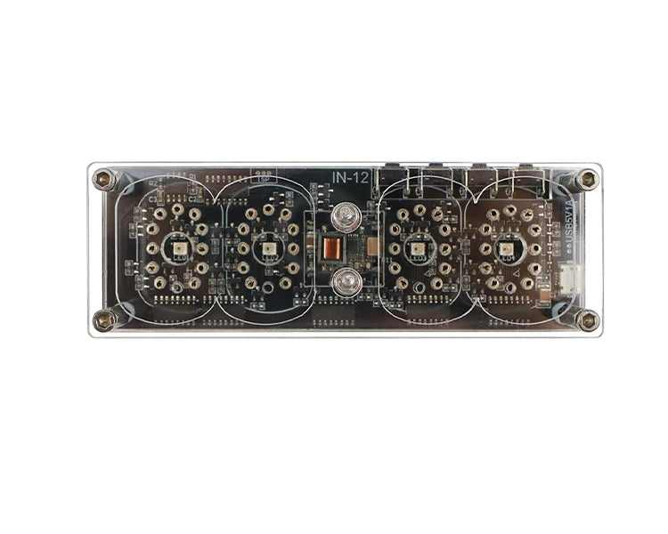 GHXAMP IN-12 Glow Tube 4-digit Clock Colorful LED Backlight DS3231 Nixie Clock IN-12B DC5V USB Electronic DIY