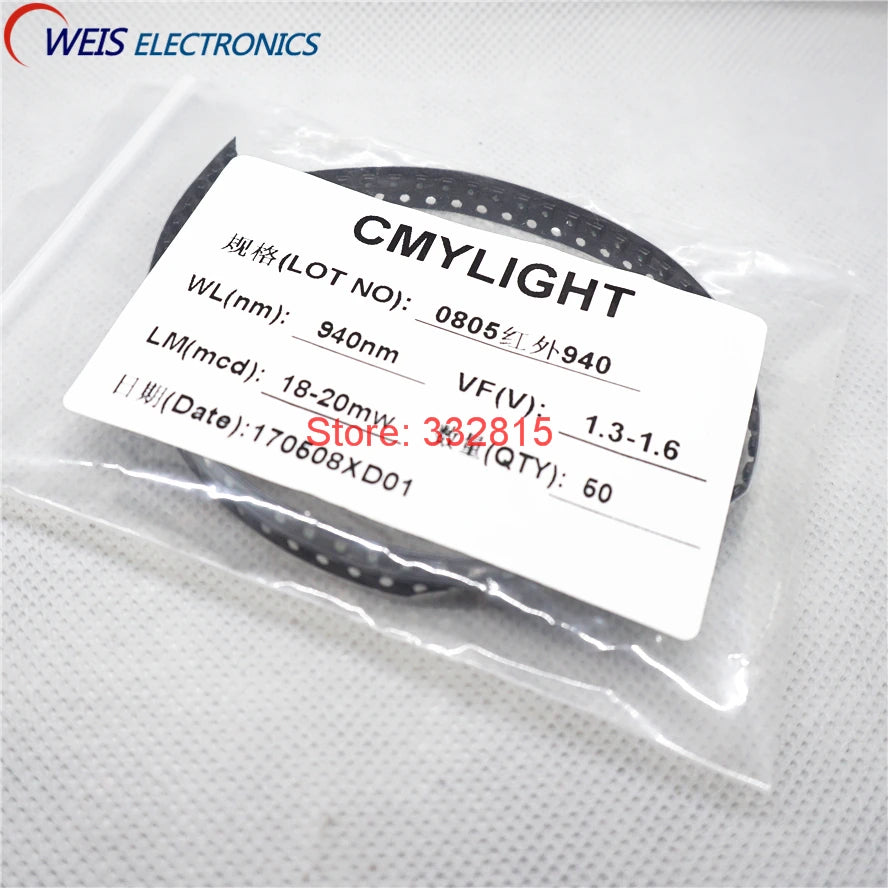 50PCS 0805 850NM 940nm SMD Infrared Lamp IR LED 2.0X1.2MM 1.3-1.5V 18-20mW FOR Remote Controls