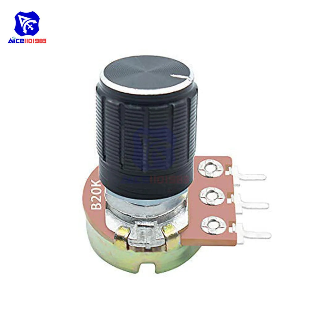 WH148 1K 2K 5K 10K 20K 50K 100K 250K 500K 1M Ω 3Pin Knurled Shaft Linear Taper Rotary Potentiometer Resistor w/Knob for Audrino