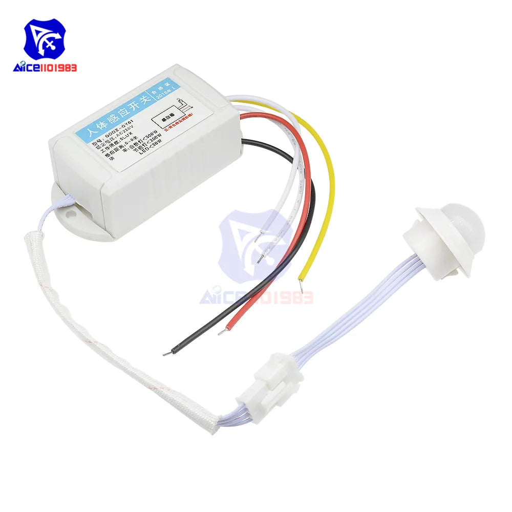 diymore 220V Human Body Motion Infrared Sensor Switch IR Switch Intelligent Light Lamps Controller 6 Lux