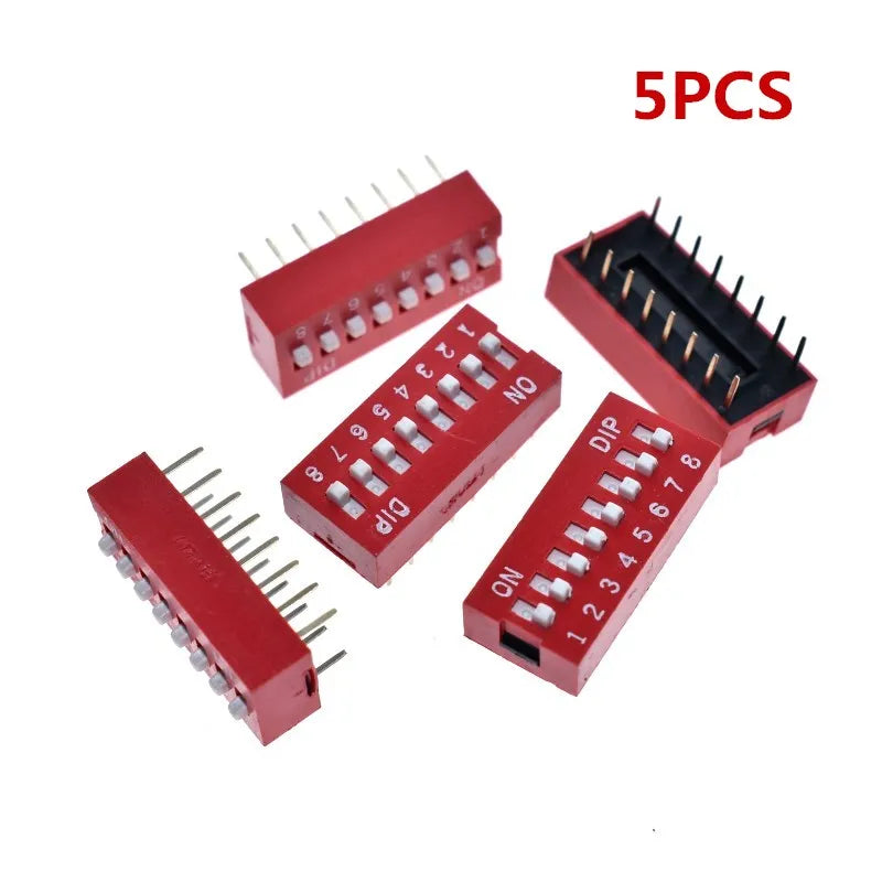 Dip Switch Kit In Box 1 2 3 4 5 6 7 8 10 Way 2.54mm Toggle Switch Red Snap Switches Mixed Kit Each 5PCS Combination Set