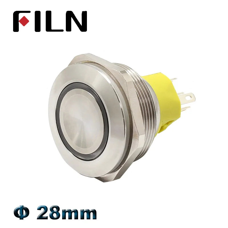 28mm 12v 24v led red green Metal Push Button Switch power mark locking Latching Self-reset Momentary switch spdt 1NO 1NC 2no2nc