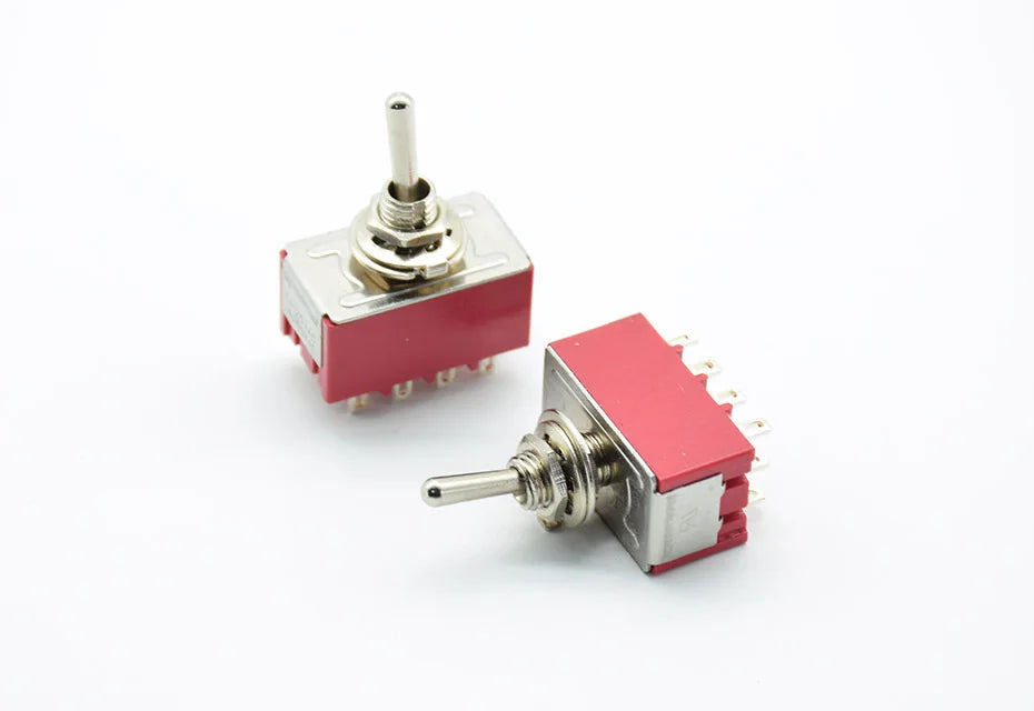 1 PC NEW Red 12 Pins ON-OFF-ON/ON ON 3/2 Position Mini Toggle Switch AC 6A/125V 2A/250V With Solder Terminal waterproof