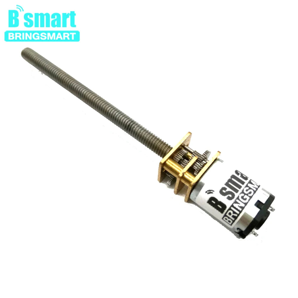 Bringsmart Threaded Shaft M4 55mm DC Gear Motor 15/50/60/100/200/300/500rpm Mini Electric Screw Reducer Customized N20 3V 6V 12V