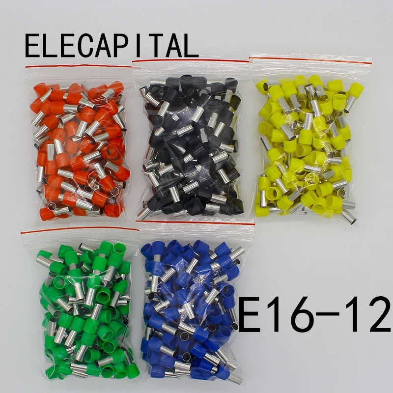 E16-12 Tube Insulating Insulated Terminals 16MM2 Cable Wire Connector Insulating Crimp Terminal 100PCS/Pack Connector E-