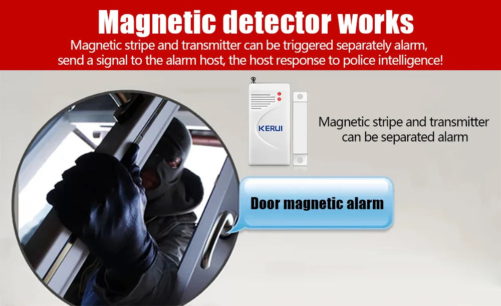 KERUI 433MHz Wireless Door Window Magnetic Sensor for W181 W184 W202 W204 WiFi GSM Home Security Alarm System