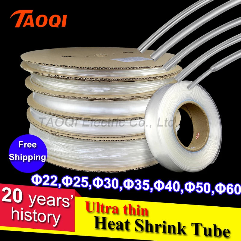 1Meter 2:1 Clear Heat Shrink Tube Transparent 22mm 25mm 30mm 35mm 40mm 50mm 60mm Heatshrink Tubing Shrink Wrap Cable Wire Kit