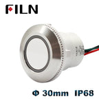 30mm waterproof IP68 metal push button switch 12V 24V 220V led illuminated momentary latching switch on off push button wire
