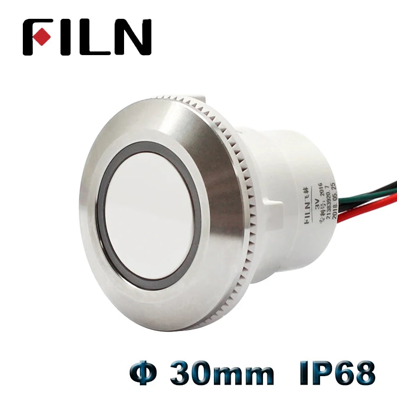 30mm waterproof IP68 metal push button switch 12V 24V 220V led illuminated momentary latching switch on off push button wire