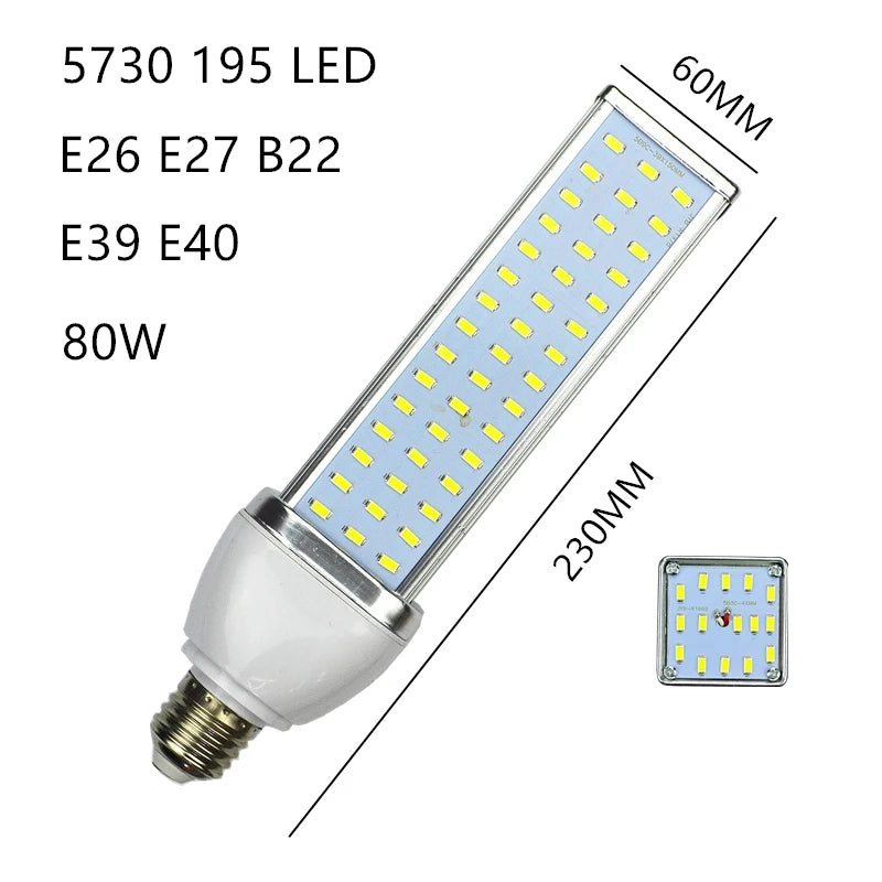 5730 LED Lamp Corn Light 30W 40W 50W 60W 80W 100W Street Bulb E27 E39 E40 85-265V Yard Lamp Cool Warm White Industrial Lighting