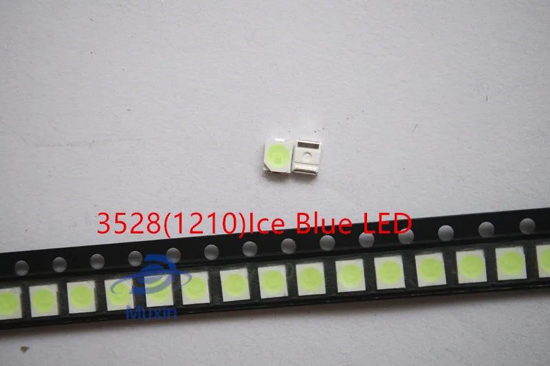 50-100PCS/LOT SMD LED 3528 Light Blue Ice Blue lamp beads 490-495nm