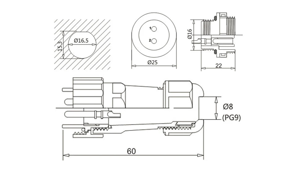 SP16 Waterproof Straight Aviation connector 2/3/4/5/6/7/9Pin IP68 industrial cable connector Male plug and Femal socket