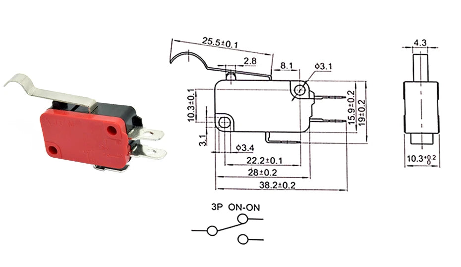 YIDI 16A 250VAC SPDT Momentary Travel Limit Micro Switch 1NO1NC 3pin Lever Roller V-15 V-151 V-152 V-153 V-154 V-155 Microswitch