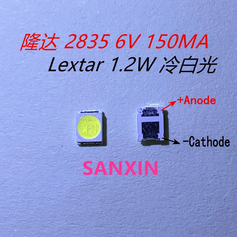 500PCS Original LEXTAR 2835 3528 1210 6V 2W SMD LED For Repair TV Backlight Cold white LCD Backlight LED