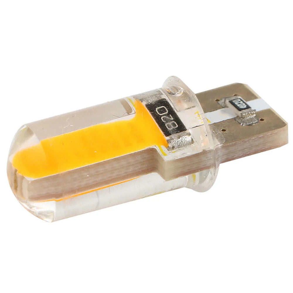 4pcs T10 194 168 W5W COB LED Car Canbus Silicone Width Side Marker License Plate Turn Clearance Lights Signal Lamp Bulb Amber