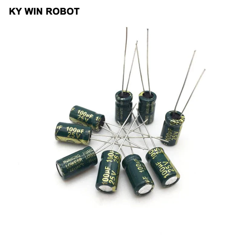 20pcs/lot 25V 100UF 6x12mm High Frequency Low Impedance Aluminum Electrolytic Capacitor 100uf 25v