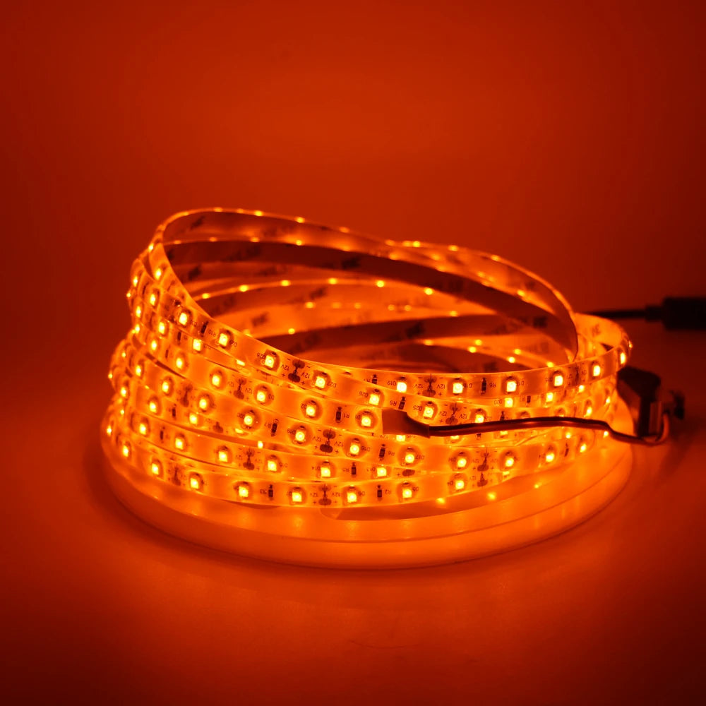 LED Strip Light 600nm True Orange SMD 5050 3528 Strip Ribbon Diode Tape rope lights 12V Flexible Strip string lamp1m 2m 3m 4m 5m