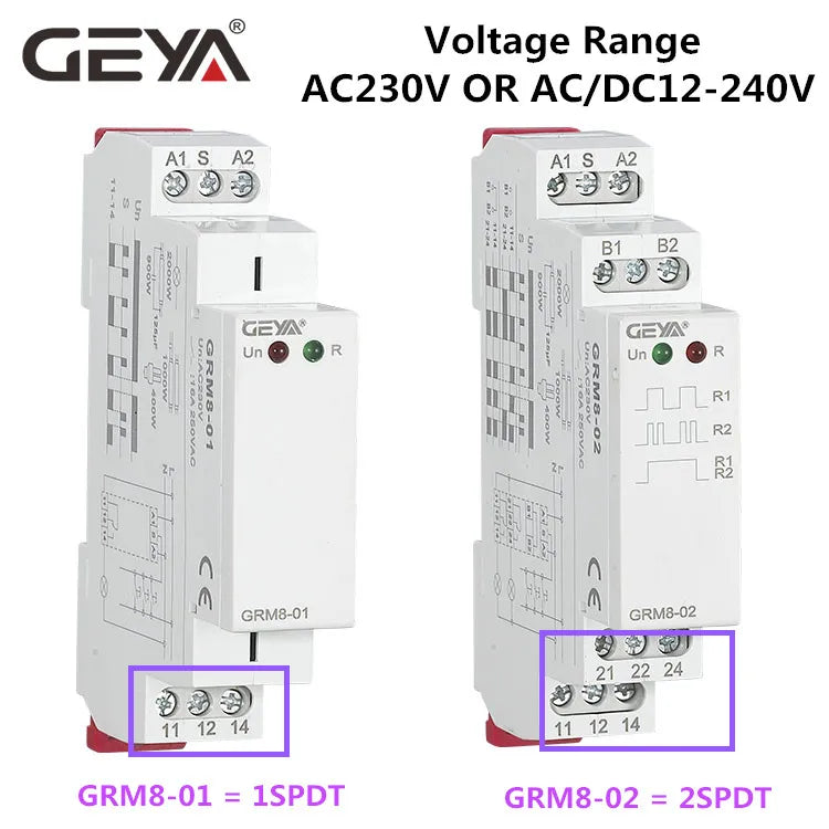 GEYA Din Rail Latching Relay 220V Impulse Relay DC12V 24V 16A Electronic Relay 220V with CE CB