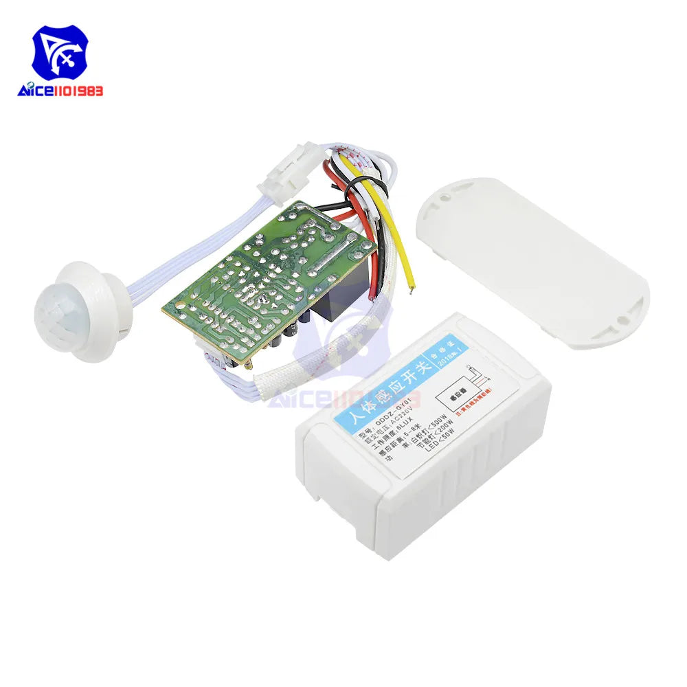diymore 220V Human Body Motion Infrared Sensor Switch IR Switch Intelligent Light Lamps Controller 6 Lux