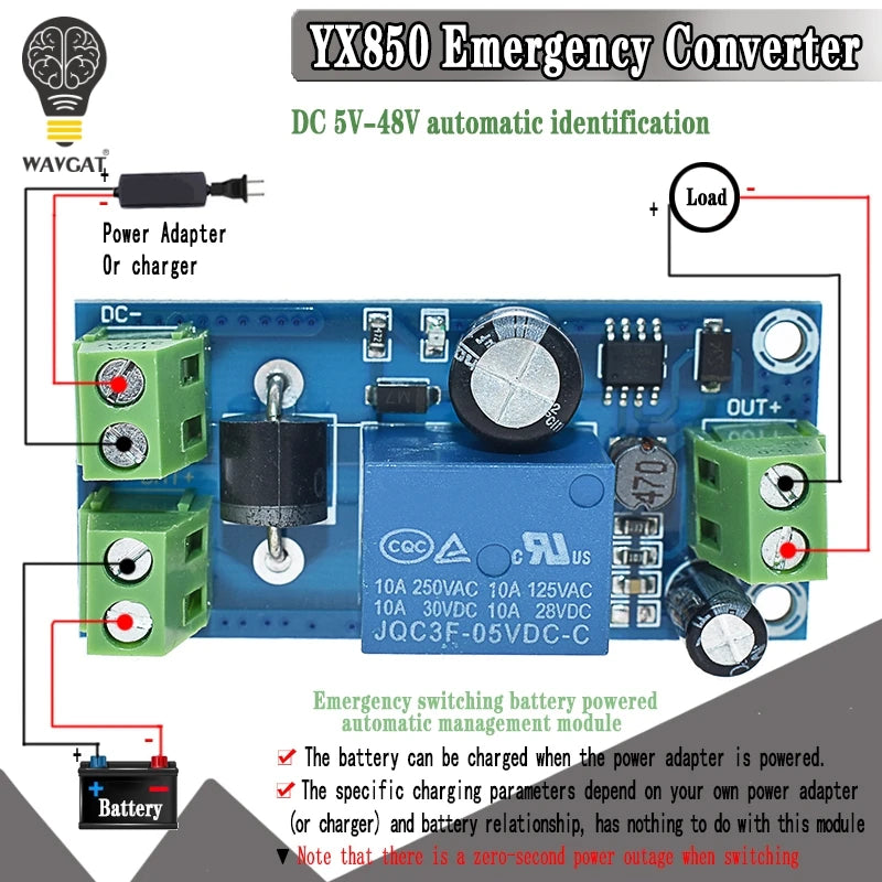 1-10PCYX850 Power failure automatic switching standby battery lithium battery module 5V-48V universal emergency converter