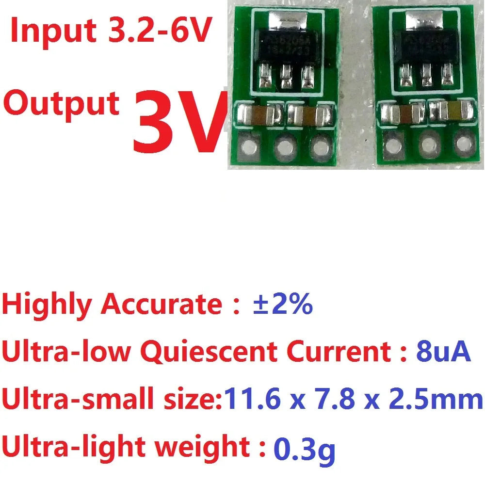 2PCS 3.3-6V to 3V DC-DC Step-Down Power Supply Buck LDO Module Voltage Regulator Board for 18650 Li-ion AAA Dry Cell Batteries
