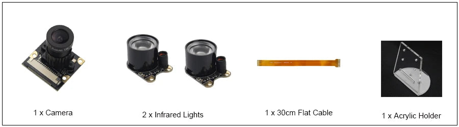 Raspberry Pi 5 Camera Focal Adjustable Module Night Vision with IR Sensor LED Light FFC for Raspberry Pi 5 Zero 2 W Zero W 1.3