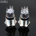 EARU 19mm Waterproof Stainless Steel DPDT Illuminated Metal Selector Switch 2/3 Position Push Button Switch Rotary Switch LED