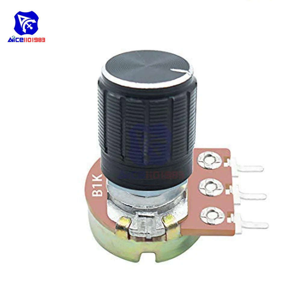 WH148 1K 2K 5K 10K 20K 50K 100K 250K 500K 1M Ω 3Pin Knurled Shaft Linear Taper Rotary Potentiometer Resistor w/Knob for Audrino