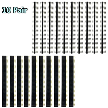 40 Pin 1x40 Single Row Male and Female 2.54 Breakable Pin Header PCB JST Connector Strip for Arduino Black