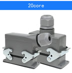 Rectangular Heavy Duty Connector HDC-HE4 6 10 16 20 24 32 48 Core Pin 16A Waterproof Aviation Plug  Top  And Side Line Connector