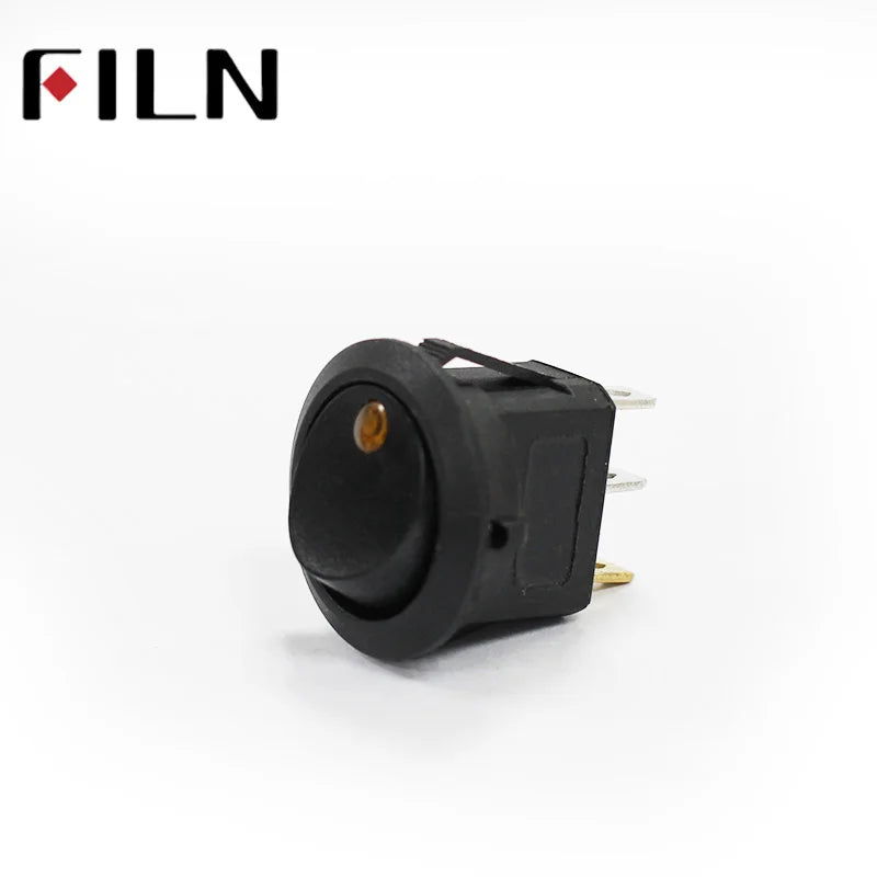 FILN 5Pcs KCD1 220V 10A Blue Red Green mini round illuminated toggle switch latching 3pins on off boat rocker switch