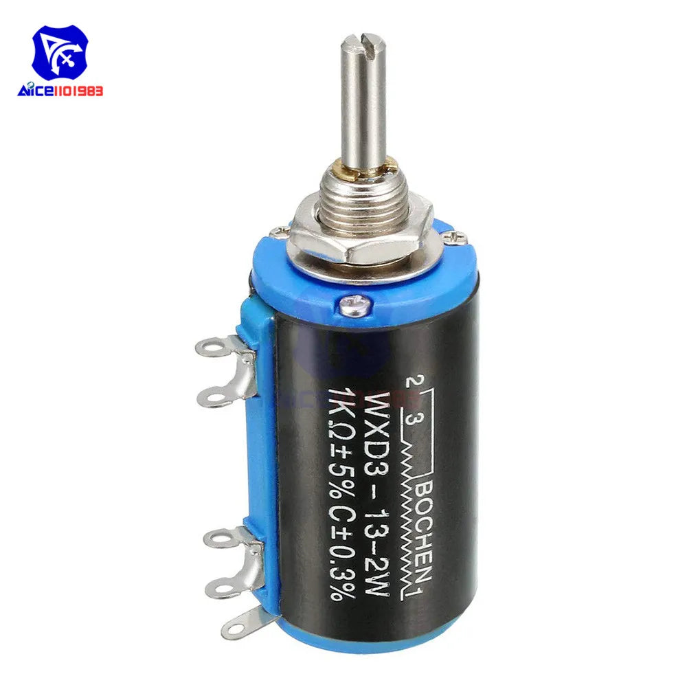 WXD3-13-2W Wirewound Potentiometer Resistance 100R 470R 1K 4.7K 10K 22K 47K 100KΩ Ohm 10 Turn Precision Dial Potentiometer Knob