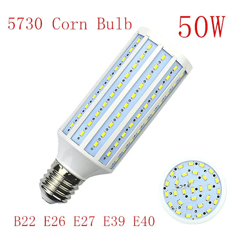 LED Bulb Lamp E14 B22 E27 E26 E39 E40 5730 Corn Spot Light 25W 30W 40W 50W 60W 80W 100W Lampada 110V 220V Cold Warm White Lights