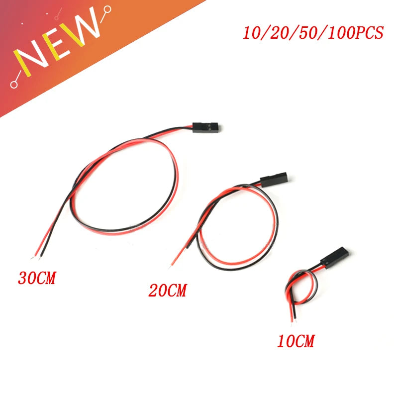 20pcs/10pc 2pin Dupont Cable 2P 2 Pin Female Jumper Connector Wire 2.54mm Pitch Length 10CM 20CM 30CM Single Head For 3D Printer