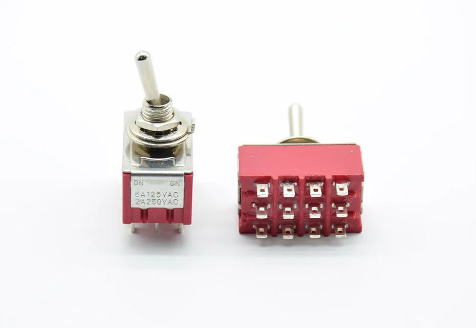 1 PC NEW Red 12 Pins ON-OFF-ON/ON ON 3/2 Position Mini Toggle Switch AC 6A/125V 2A/250V With Solder Terminal waterproof