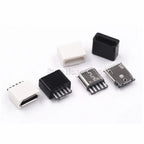 20PCS DIY Micro USB 5P 5Pin Female Plug Connectors Kit  Black and White With a Shell Welding Line Type