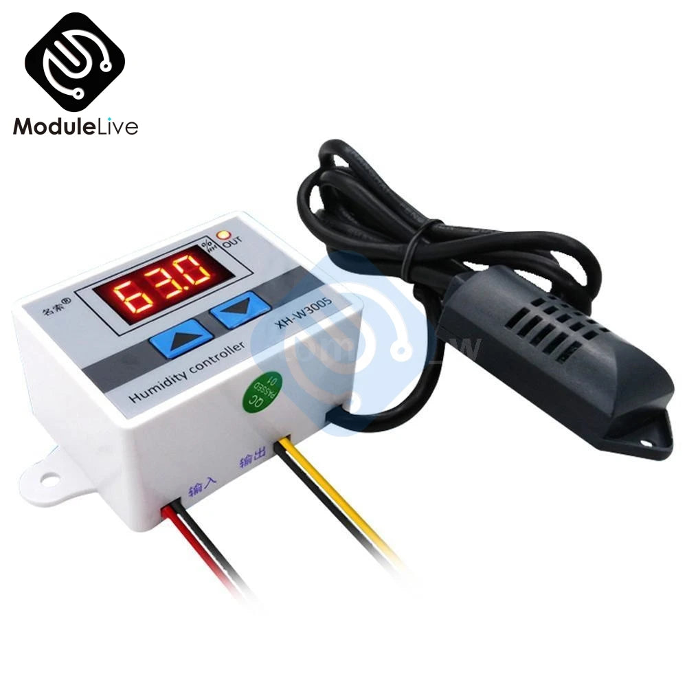 W3005 220V 12V 24V Digital LED Display Humidity Controller Hygrometer Temperature Control Switch Hygrostat  SHT20 Sensor Probe