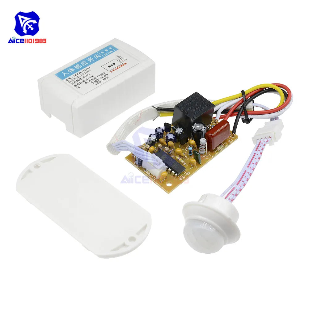 diymore 220V Human Body Motion Infrared Sensor Switch IR Switch Intelligent Light Lamps Controller 6 Lux