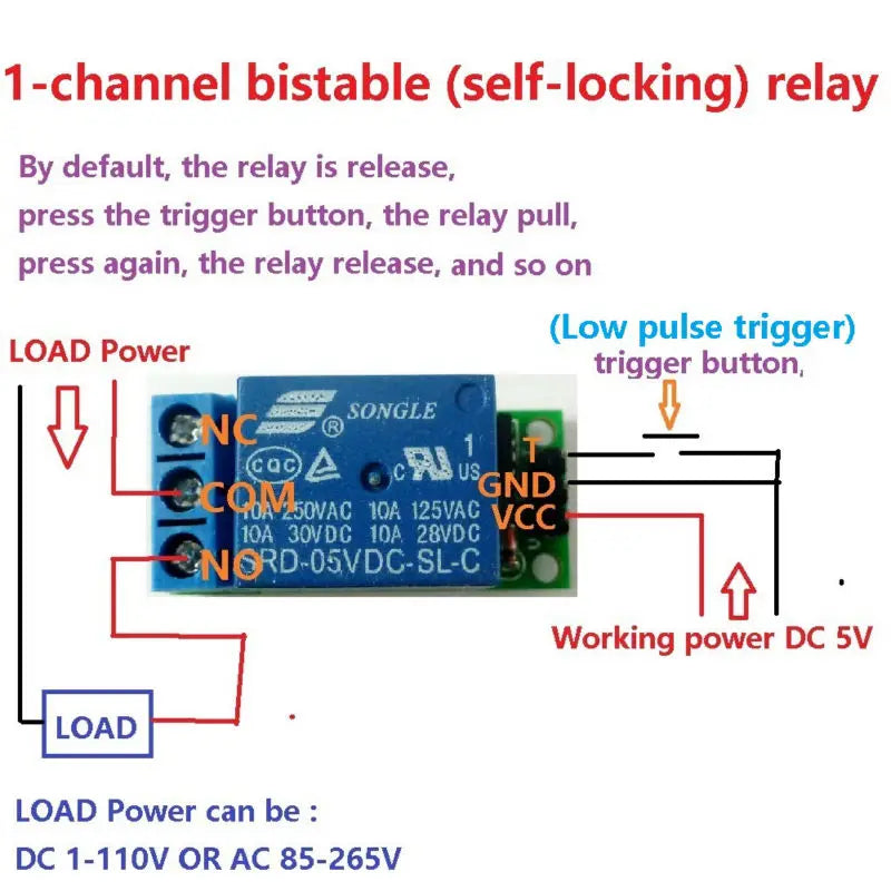 IO25A01 5V Flip-Flop Latch Relay Module Bistable Self-Locking Switch Low Pulse Trigger Board for Arduiuo Smart Home LED Mot