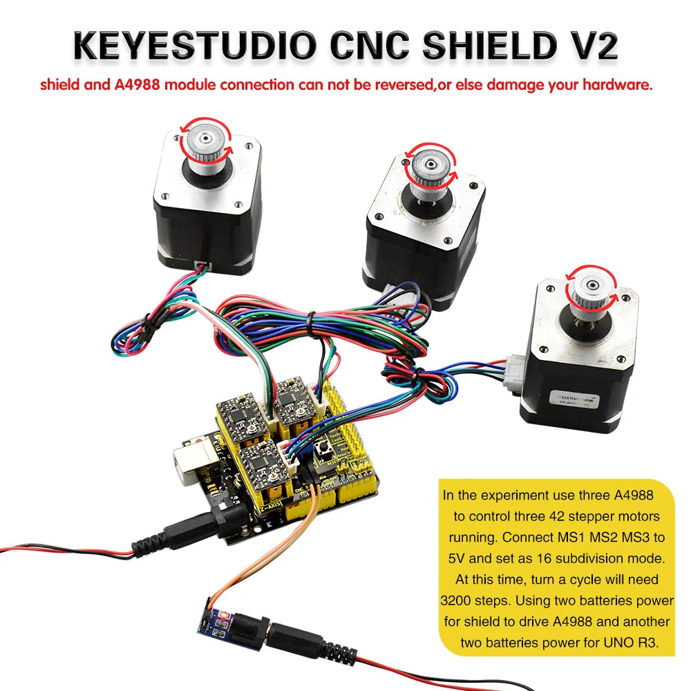 keyestudio CNC shield V2 engraving machine / 3 D Printer / A4988 driver expansion board for Arduino
