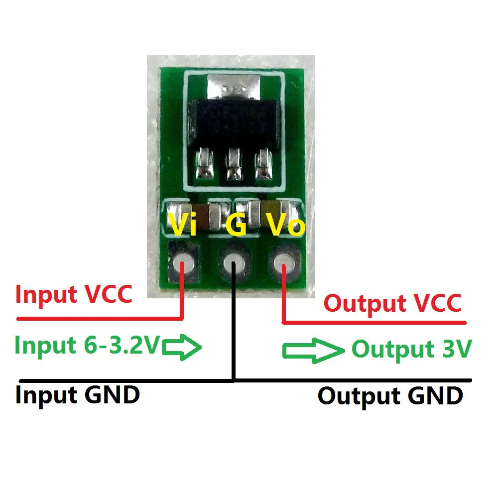 2PCS 3.3-6V to 3V DC-DC Step-Down Power Supply Buck LDO Module Voltage Regulator Board for 18650 Li-ion AAA Dry Cell Batteries