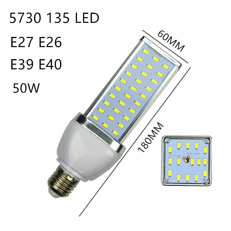 5730 LED Lamp Corn Light 30W 40W 50W 60W 80W 100W Street Bulb E27 E39 E40 85-265V Yard Lamp Cool Warm White Industrial Lighting