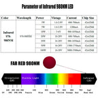 High Power LED Chip 730NM  800NM 805NM 850NM 940NM 980NM Infrared  Emitter Lamp Light Bead COB 3W 5W 10W 20W 30W 50W 100W Watt