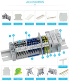 UK2.5B Six Color UK 2.5 mm² Universal Screw Din Rail Terminal Block Feed-through Strip Plug Wire Electrical Connector UK 2.5B