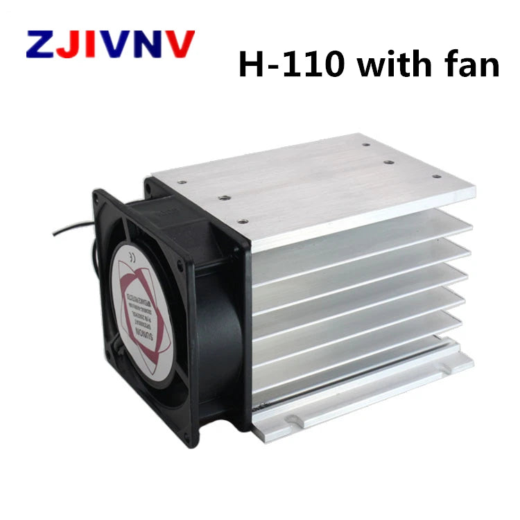 H-110 10- 60A three phase solid state relay SSR aluminum heat sink radiator with 220VAC fan and protective cover